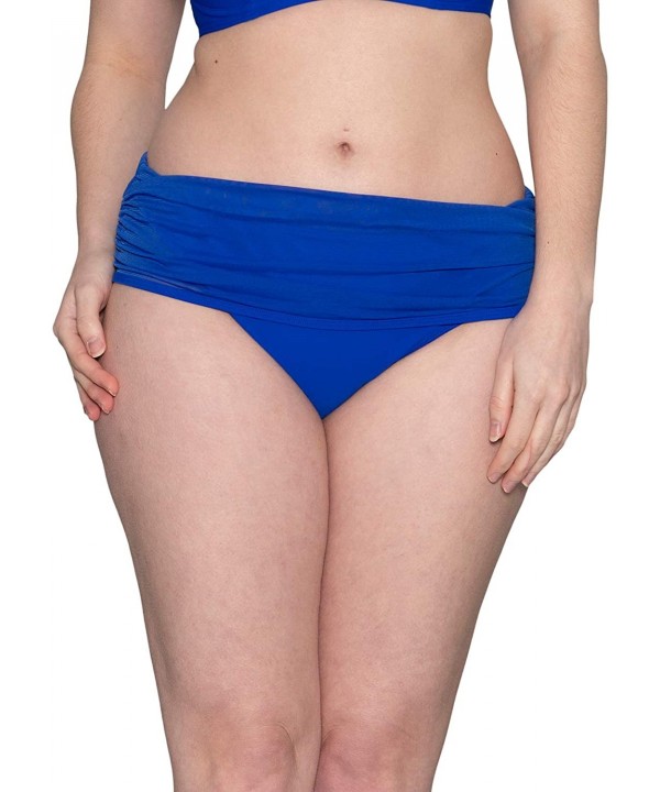 Women's Sheer Class Deep Foldover Brief - Cobalt - C018AQDSSTD $26.55-Tankinis