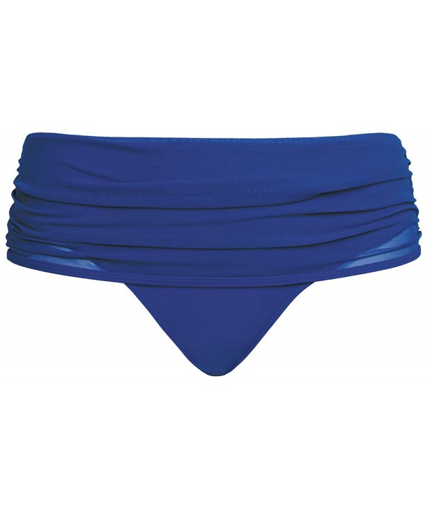 Women's Sheer Class Deep Foldover Brief - Cobalt - C018AQDSSTD $26.55-Tankinis