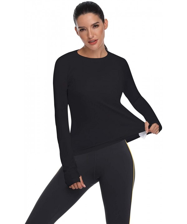 Women's UPF 50+ Sun Protection Long/Short Sleeve Outdoor T-Shirt Athletic Top Rashguards - Long Sleeve-black - C618SX638KK $1...