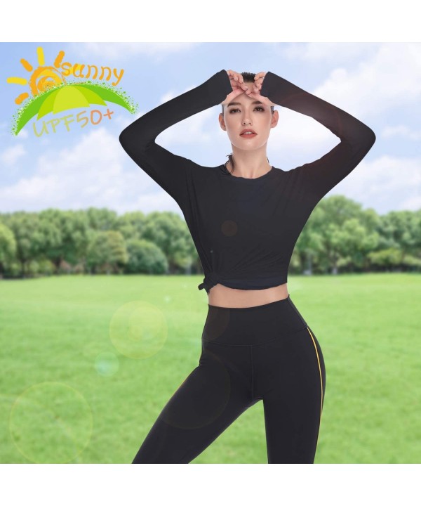 Women's UPF 50+ Sun Protection Long/Short Sleeve Outdoor T-Shirt Athletic Top Rashguards - Long Sleeve-black - C618SX638KK $1...