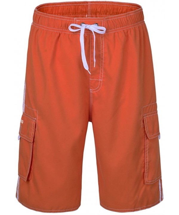 Men's Swim Trunks Classic Lightweight Board Shorts with Lining - Vermilion-29 - C91859DELWM $20.75-Board Shorts