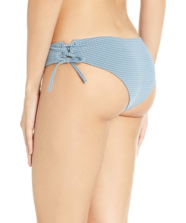 Women's Beau Grid Medium Bikini Bottoms - Poseidon Blue - CJ18EQXK8XT $22.78-Bottoms