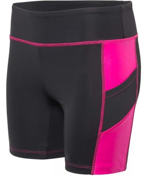 UPF 50+ Womens Active Sport Swim Short - Black/Hot Pink - CP18RXCGR0L $34.55-Racing