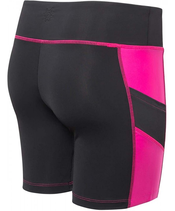 UPF 50+ Womens Active Sport Swim Short - Black/Hot Pink - CP18RXCGR0L $34.55-Racing