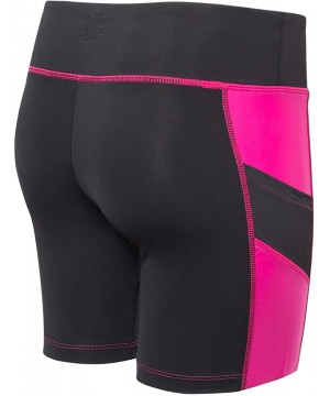 UPF 50+ Womens Active Sport Swim Short - Black/Hot Pink - CP18RXCGR0L $34.55-Racing