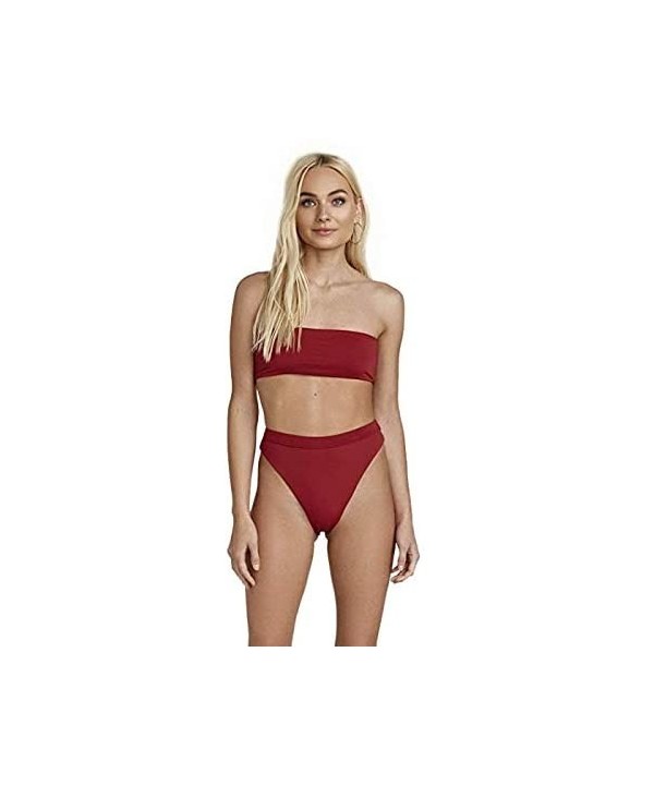 Seamless Cheeky Coverage Hi-Waist Banded Bikini Bottom - Burgundy - CN18NYNQYK7 $28.94-Bottoms