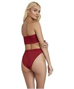 Seamless Cheeky Coverage Hi-Waist Banded Bikini Bottom - Burgundy - CN18NYNQYK7 $28.94-Bottoms