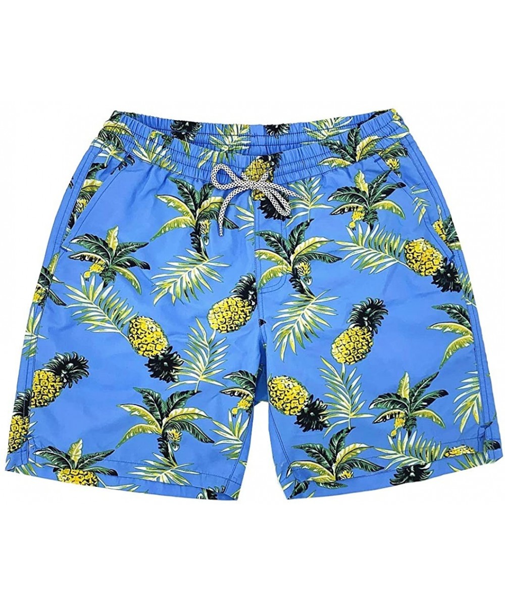 Men's Swim Trunks Quick Dry Mesh Lining Swimming Beach Surfing Shorts Bathing Wear - Blue Pineapple - CM18W70ZMY9 $18.55-Trunks