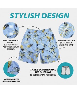 Men's Swim Trunks Quick Dry Mesh Lining Swimming Beach Surfing Shorts Bathing Wear - Blue Pineapple - CM18W70ZMY9 $18.55-Trunks