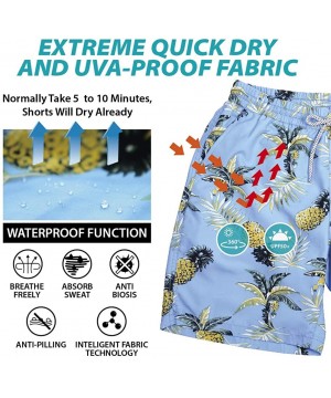 Men's Swim Trunks Quick Dry Mesh Lining Swimming Beach Surfing Shorts Bathing Wear - Blue Pineapple - CM18W70ZMY9 $18.55-Trunks