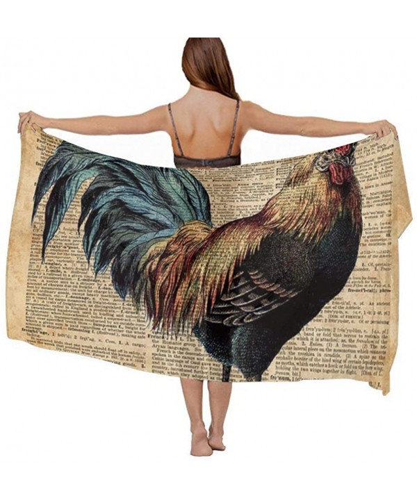 Women Chiffon Sarong Beach Bikini Cover Up Wedding Party Shawls Wraps - Dictionary Cottage Rooster - C5190HIQTMC $20.27-Cover...