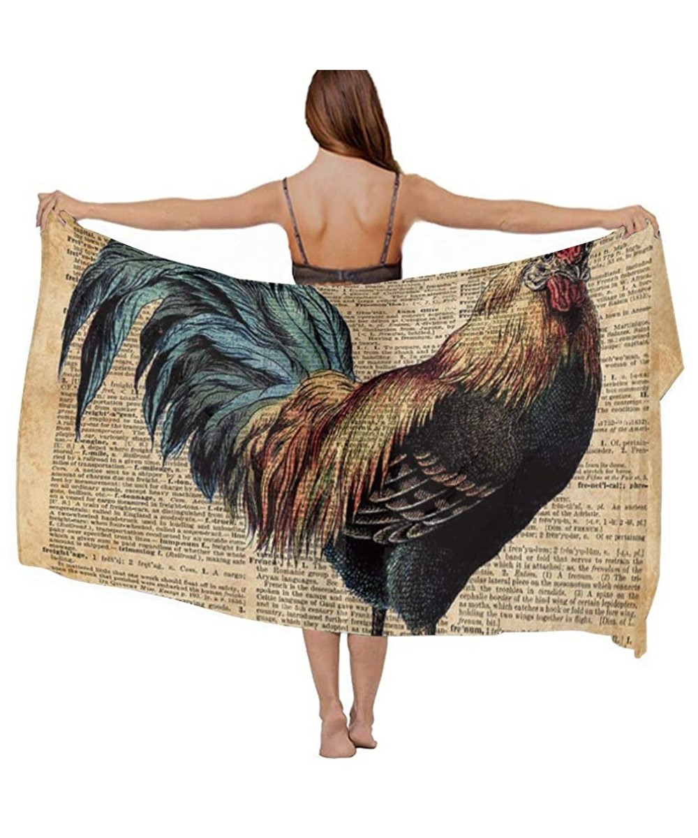 Women Chiffon Sarong Beach Bikini Cover Up Wedding Party Shawls Wraps - Dictionary Cottage Rooster - C5190HIQTMC $20.27-Cover...