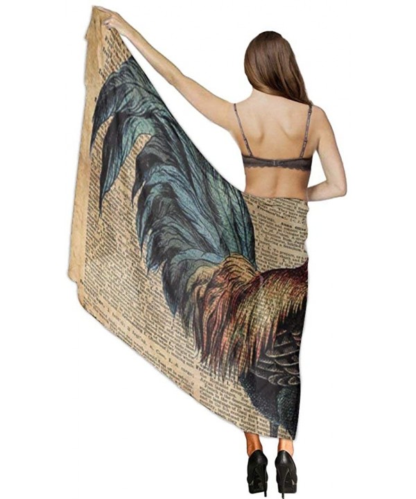 Women Chiffon Sarong Beach Bikini Cover Up Wedding Party Shawls Wraps - Dictionary Cottage Rooster - C5190HIQTMC $20.27-Cover...