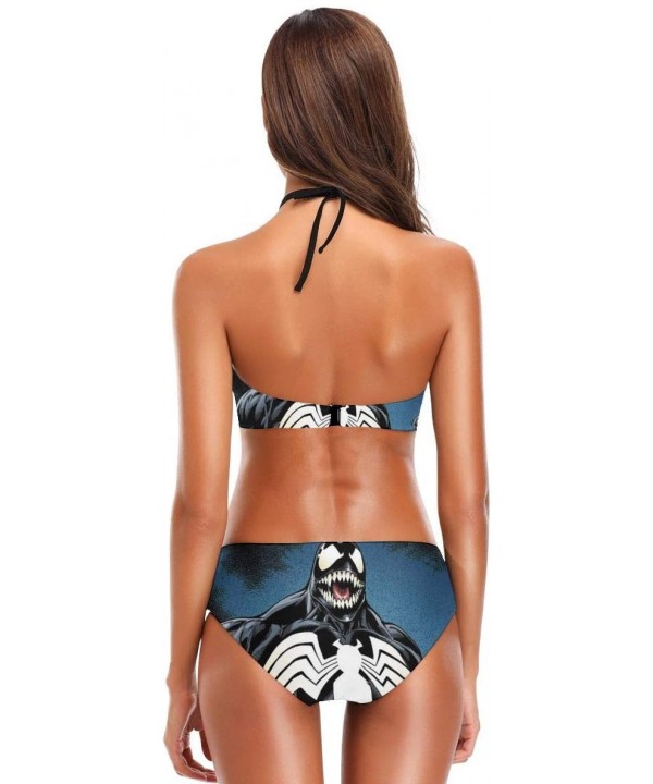 Women's Vintage Venom Design Printing High-Waisted Halter Swimwear and Bathing Beach Bikini - X-2XL - Black - CU18TKSHI3Y $32...