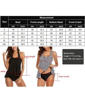 Women's Halter Swimsuit Striped Ruffles Two Piece Tankini with Briefs - Halter Style-red Stripe - C1189XN6TDQ $21.91-Sets