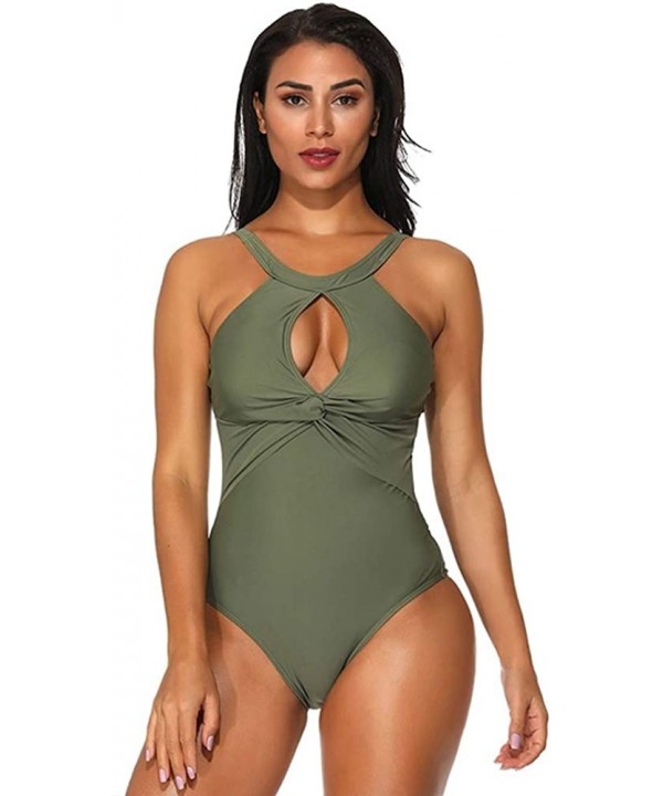 Women's one-Piece Swimsuits Sexy Hollow Out Bikini Beachwear Bathing Suits - Green - C518T73YTNX $22.09-One-Pieces