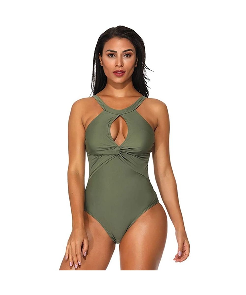 Women's one-Piece Swimsuits Sexy Hollow Out Bikini Beachwear Bathing Suits - Green - C518T73YTNX $22.09-One-Pieces