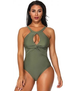 Women's one-Piece Swimsuits Sexy Hollow Out Bikini Beachwear Bathing Suits - Green - C518T73YTNX $22.09-One-Pieces