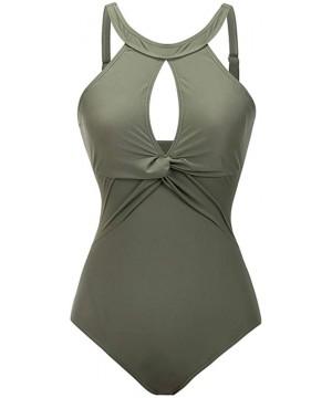 Women's one-Piece Swimsuits Sexy Hollow Out Bikini Beachwear Bathing Suits - Green - C518T73YTNX $22.09-One-Pieces