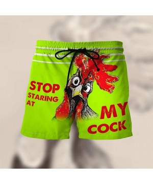 Mens Short Pants Drawstring Beach Shorts Stop Staring at My Cock Novelty Funny Printed Beer Festival Trouser - Green - C119DH...