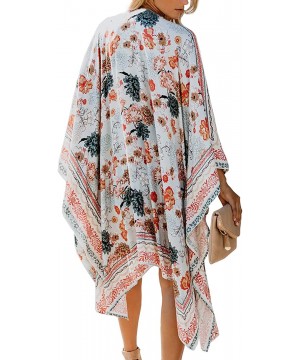 Women's Summer Long Flowy Kimono Cardigans Boho Chiffon Floral Beach Cover Up Tops - 0-multicolored - C418WZ2IC2Y $17.24-Cove...