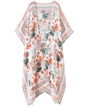 Women's Summer Long Flowy Kimono Cardigans Boho Chiffon Floral Beach Cover Up Tops - 0-multicolored - C418WZ2IC2Y $17.24-Cove...