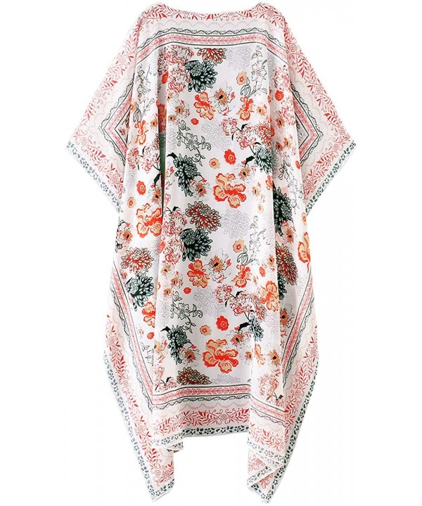 Women's Summer Long Flowy Kimono Cardigans Boho Chiffon Floral Beach Cover Up Tops - 0-multicolored - C418WZ2IC2Y $17.24-Cove...