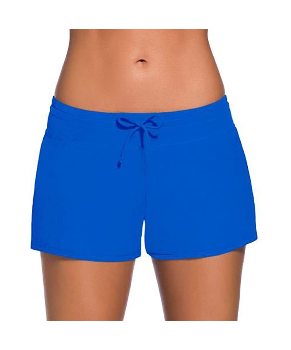 Women Sports Summer Swimsuit Tankini Bottom Slit Swim Beach Board Shorts Plus Size S-3XL - Blue - CD18D2K24ZZ $19.95-Board Sh...