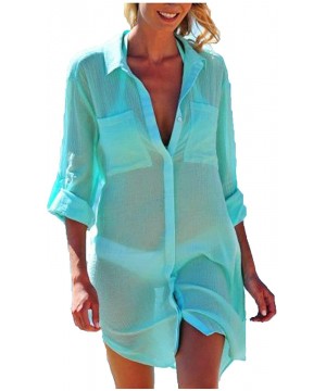 Women's Beach Cover Up Shirt Swimsuit Bikini Beachwear Bathing Suit Beach Dress - Light Green - CN19452UU7K $14.42-Cover-Ups