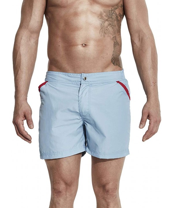 Men's Quick Dry Board Shorts Solid Swimwear Swimming Trunks - Light Blue - CU196039YSX $24.11-Board Shorts