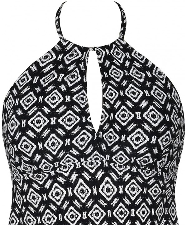 Women's Tankinis Keyhole High Neck Swim Suit Halter Swim Tops - Argyle Pattern - C518EOON0T0 $28.26-Tankinis