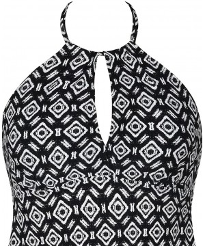 Women's Tankinis Keyhole High Neck Swim Suit Halter Swim Tops - Argyle Pattern - C518EOON0T0 $28.26-Tankinis