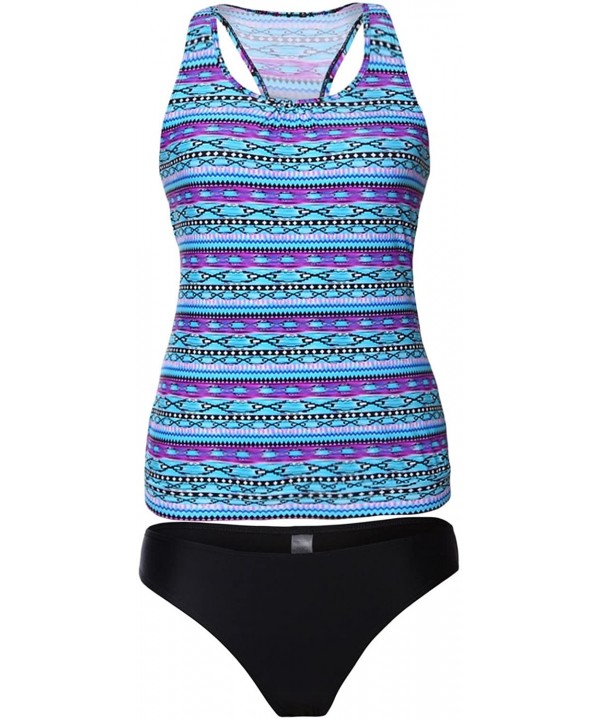 Women's Push up Padded Pattern Printed Tankini Two Piece Swimsuits Bathing Suit Swimwear(S-3XL) - A-purple - CL18NA3CH2H $21....