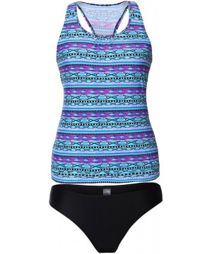 Women's Push up Padded Pattern Printed Tankini Two Piece Swimsuits Bathing Suit Swimwear(S-3XL) - A-purple - CL18NA3CH2H $21....