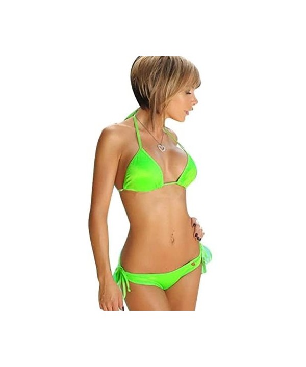 Skimpy Bikini-Women Bikini Set Push-up Bandeau Bra Bandage Swimsuit Bathing Suit Swimwear - Green - CL1946743DG $7.31-Sets