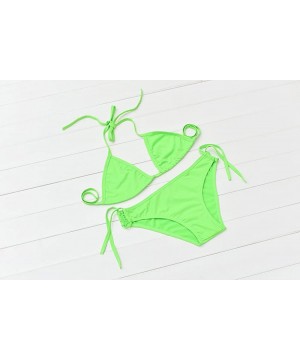 Skimpy Bikini-Women Bikini Set Push-up Bandeau Bra Bandage Swimsuit Bathing Suit Swimwear - Green - CL1946743DG $7.31-Sets