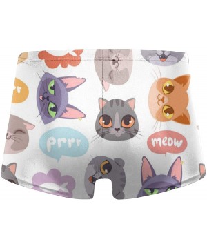 Men's Swim Trunks Cartoon Cat Head Quick Dry Boxer Trunks Low Rise Swim Surf Boxer - C919E8QNK7S $29.52-Racing