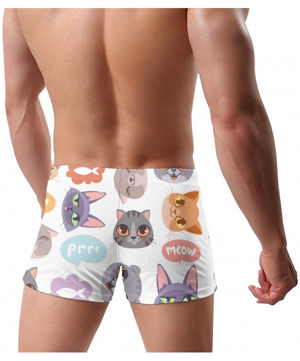 Men's Swim Trunks Cartoon Cat Head Quick Dry Boxer Trunks Low Rise Swim Surf Boxer - C919E8QNK7S $29.52-Racing