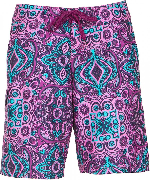 Women's Marina UPF 50+ Active Swim Board Short (Reg & Plus Sizes) - Bisma Purple - CM127PWGZXX $15.63-Board Shorts