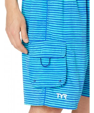 Men's Micro Stripe Challenger Swim Short - Royal/Grn - C112KVDXU9P $33.61-Racing