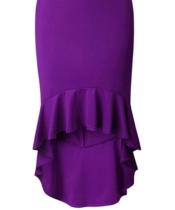 Leopard Print Dresses Women Tight Half Sleeve Ruffled Flounce Sexy Dress - Purple - C419459G4LY $19.35-Cover-Ups