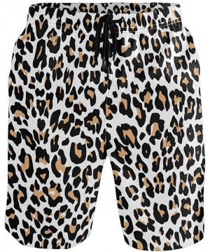 Leopard Animal Skin Print Men's Swim Trunks Quick Dry Shorts with Pockets - CD199284SU7 $16.96-Racing