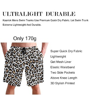 Leopard Animal Skin Print Men's Swim Trunks Quick Dry Shorts with Pockets - CD199284SU7 $16.96-Racing