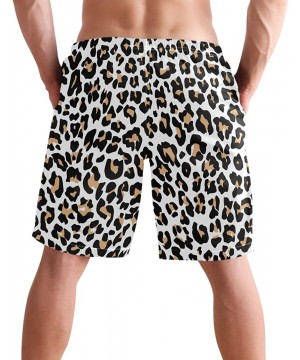 Leopard Animal Skin Print Men's Swim Trunks Quick Dry Shorts with Pockets - CD199284SU7 $16.96-Racing