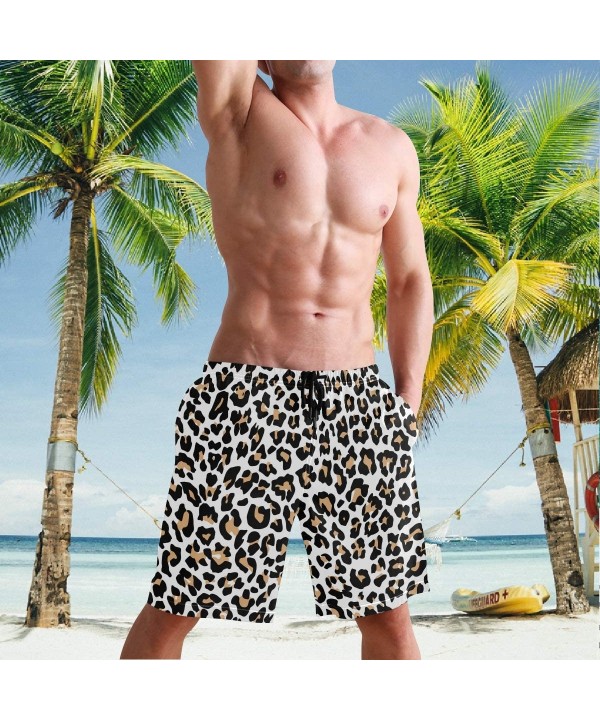 Leopard Animal Skin Print Men's Swim Trunks Quick Dry Shorts with Pockets - CD199284SU7 $16.96-Racing