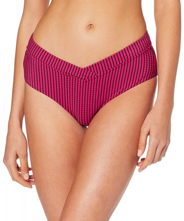 Women's Retro V Front Bikini Bottom Swimsuit - Go Overboard Persian Pink - CZ18MH7ON2T $39.88-Bottoms