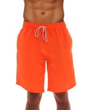 Men's Swimming Trunks Shorts with Pockets- Quick Dry Bathing Suit - Longer Length - Orange - CD18RG534NK $13.27-Board Shorts