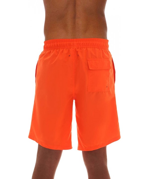 Men's Swimming Trunks Shorts with Pockets- Quick Dry Bathing Suit - Longer Length - Orange - CD18RG534NK $13.27-Board Shorts