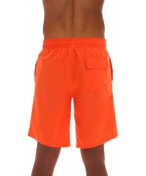 Men's Swimming Trunks Shorts with Pockets- Quick Dry Bathing Suit - Longer Length - Orange - CD18RG534NK $13.27-Board Shorts