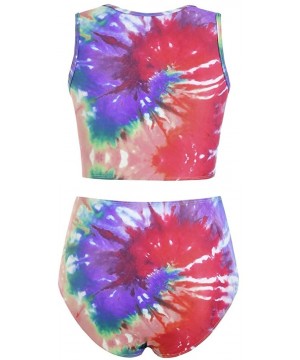 Twist Front Tie Dye Scoop Neck Tankini Swimsuit - Multi-a - CA19729NLX5 $23.66-Sets